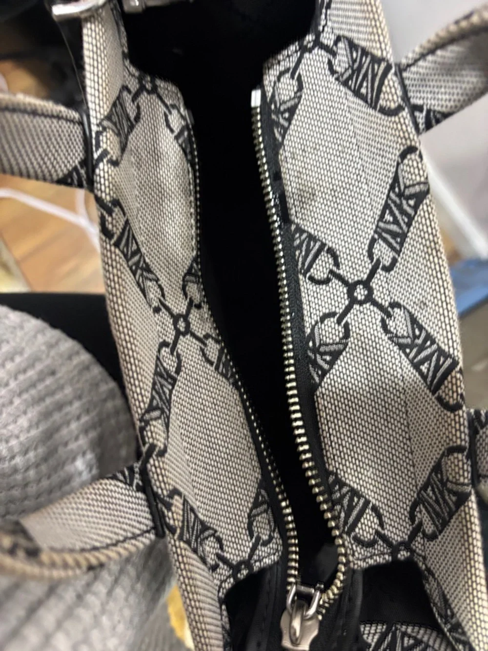 Michael Kors Cream & Black Logo Mini Tote with Striped Strap - Picture 4 of 4